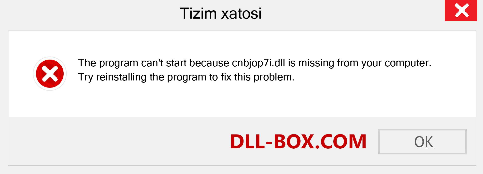 cnbjop7i.dll fayli yo'qolganmi?. Windows 7, 8, 10 uchun yuklab olish - Windowsda cnbjop7i dll etishmayotgan xatoni tuzating, rasmlar, rasmlar